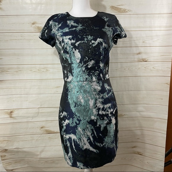 Zara Abstract Ink Splatter Jacquard Dress - Picture 2 of 14